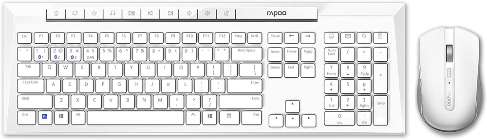 "Buy  RAPOO 8210M COMBO (KB+MSE) MULTIMODE WIRELESS ENG AR WHITE Peripherals  Online"