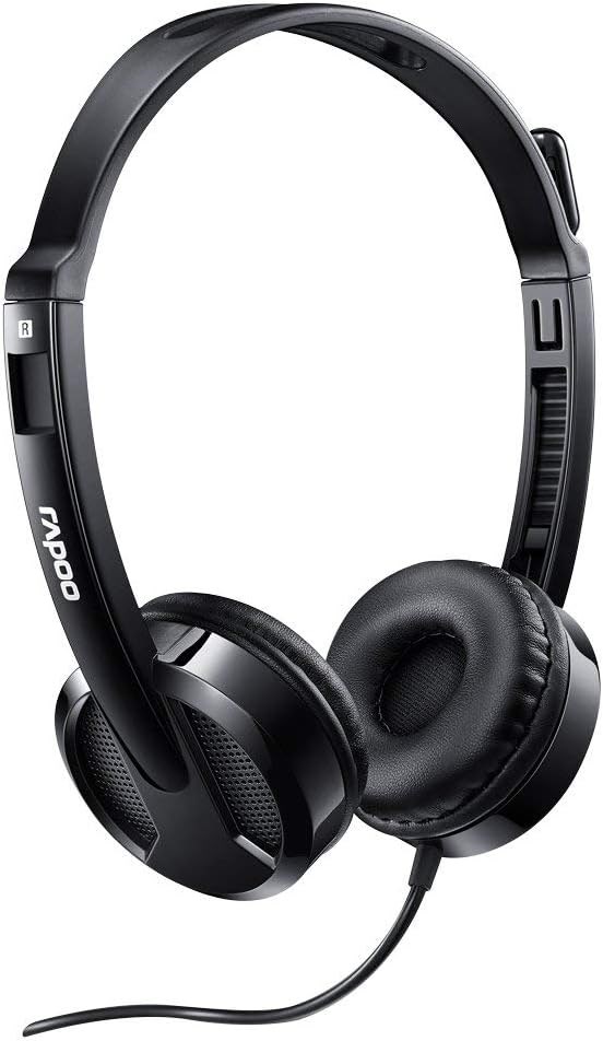 "Buy Online  RAPOO HEADSET WIRED STEREO H100 PLUS-BLACK ( WITH SPLITTER) Peripherals"