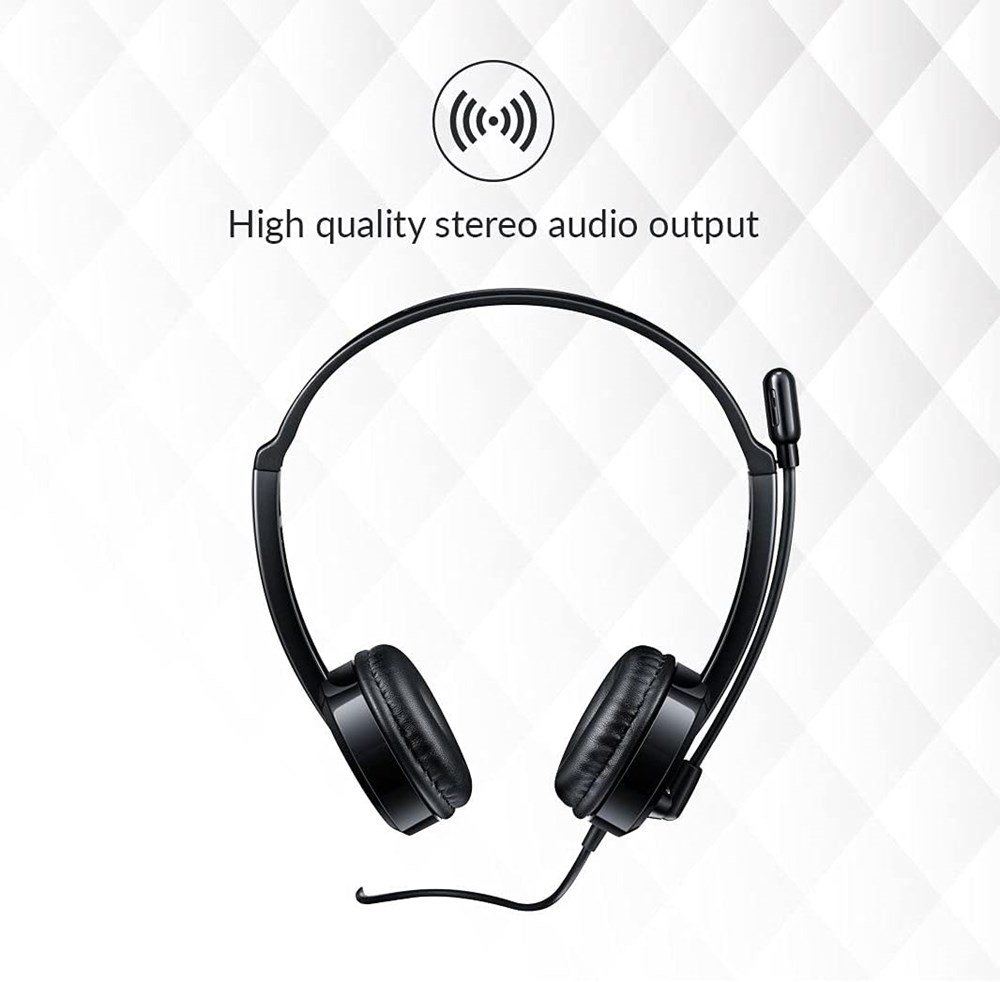 "Buy Online  RAPOO HEADSET WIRED STEREO H100 PLUS-BLACK ( WITH SPLITTER) Peripherals"