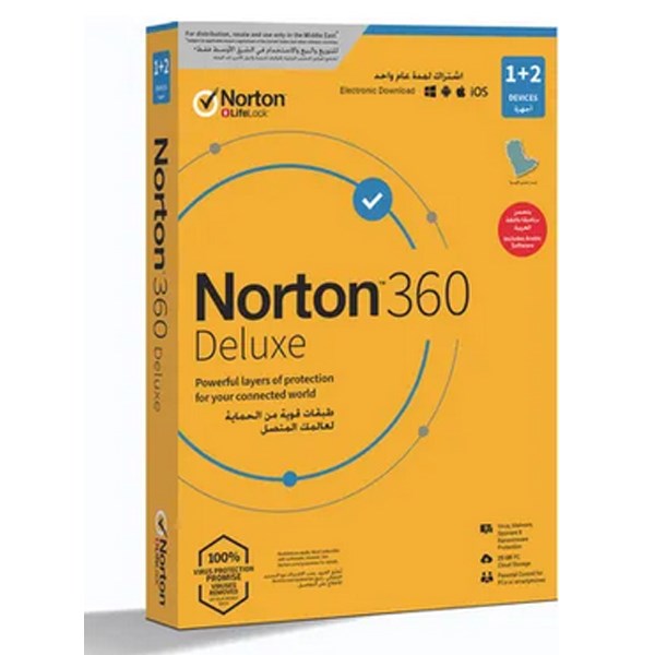 "Buy Online  NORTON 360 DELUXE 25GB AR 1 USER 3 DEVICE 12MO 1+2 GENERIC Softwares"