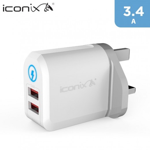 "Buy Online  Iconix IC HC1026 Home Fast Charger White W/USB-C Cable 1m/White/Black Mobile Accessories"