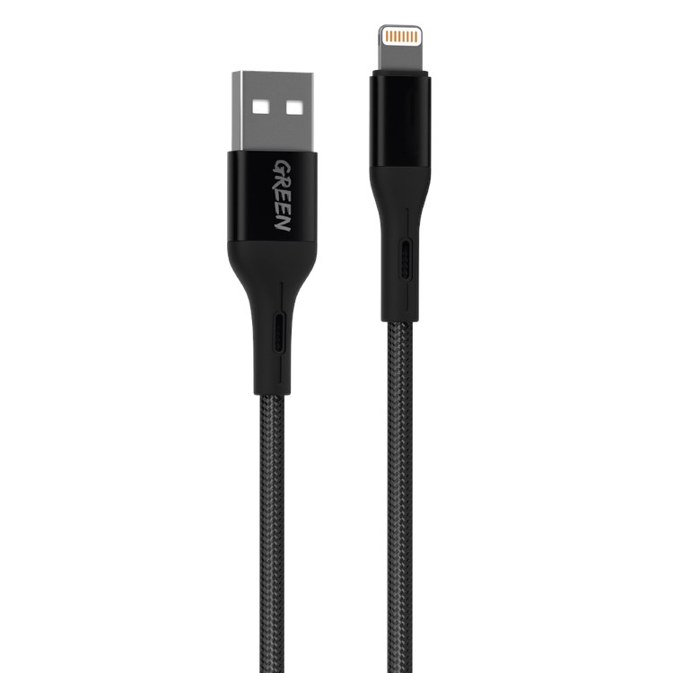 "Buy Online  Green Braided Lightning Cable 1.2m 2A/Black Mobile Accessories"