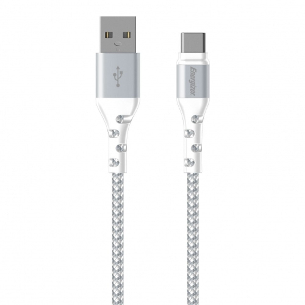 "Buy Online  Energizer Ultimate Metal Braided Type-C Cable | 2m | White Accessories"