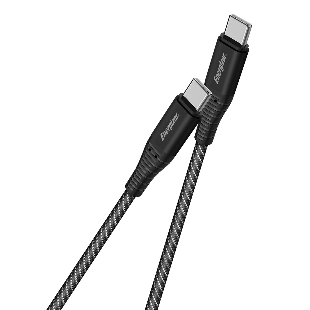 "Buy Online  Energizer Ultimate 100W Type-C to Type-C Metal Braided Nylon Cable | Black Accessories"