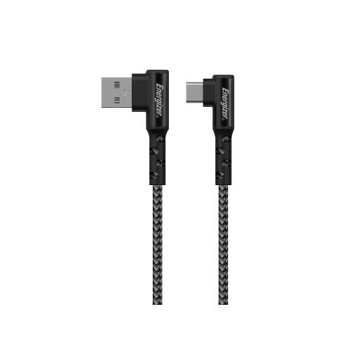 "Buy Online  Energizer Right Angle 90 Degree Fast Charging Metal Braided Type-C Cable 2m Black Accessories"