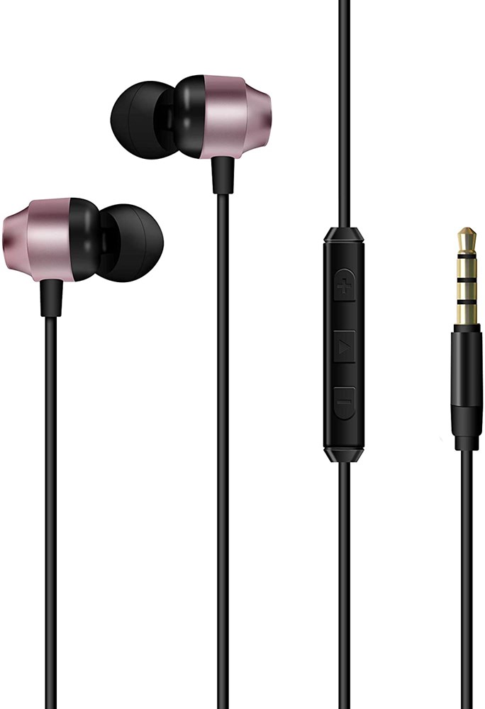"Buy Online  Energizer Heavy Bass In-Ear Stereo Headphones With Metallic Finish Rose Gold Recorders"