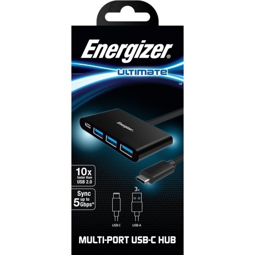 "Buy Online  Energizer USB- C Hub with 1 USB-C Port and 3 USB-A Ports Compatible for MacBook Pro/Air/Samsung /Huawei Mate/MateBook/LG/Chromebook/iPad Pro/Air Black Accessories"