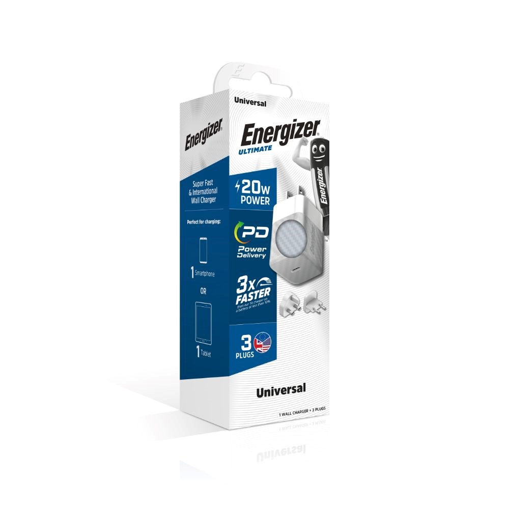 "Buy Online  Energizer Ultimate 20W PD/QC Wall Charger with Universal Plug|Silver Mobile Accessories"