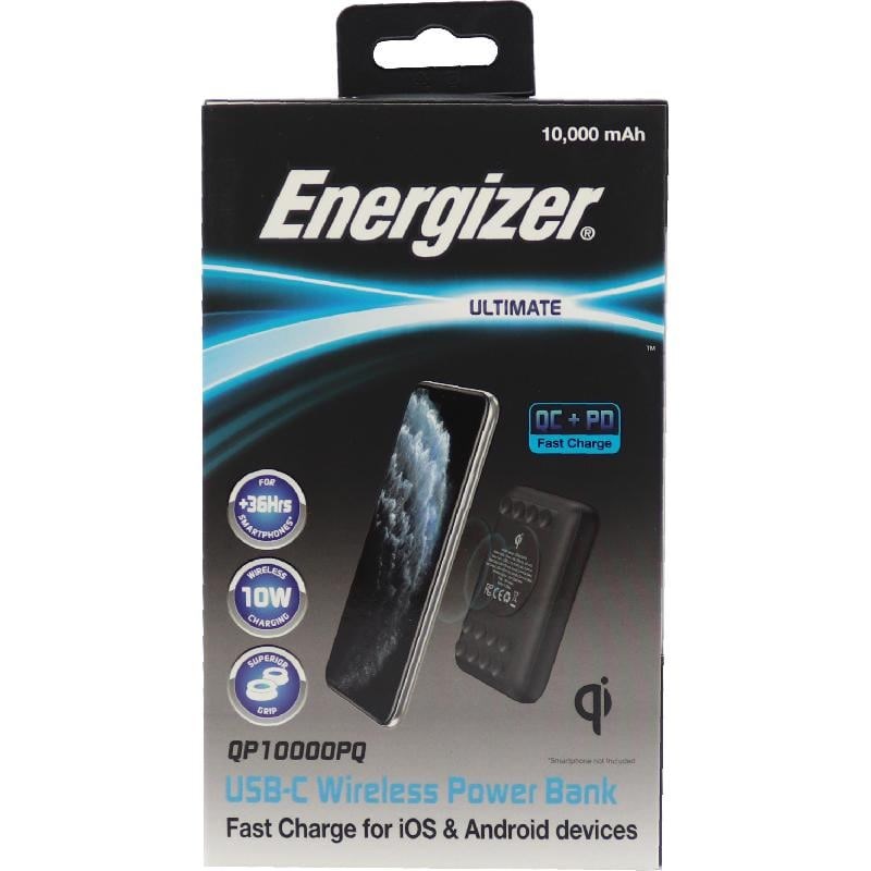 "Buy Online  Energizer Ultimate 10000 mAh Wireless Power Bank 18W with Suction Cup|Triple Output with Power Delivery USB-C Output|Dual Input|Black Mobile Accessories"