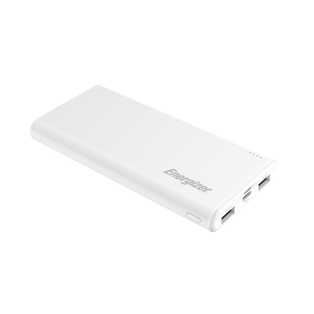 "Buy Online  Energizer 10000 mAh 2.1A Rapid Charging Power Bank | Dual USB-A Outputs and Type-C | Micro USB Inputs | Slim | Compact with PowerSafe Management White Mobile Accessories"