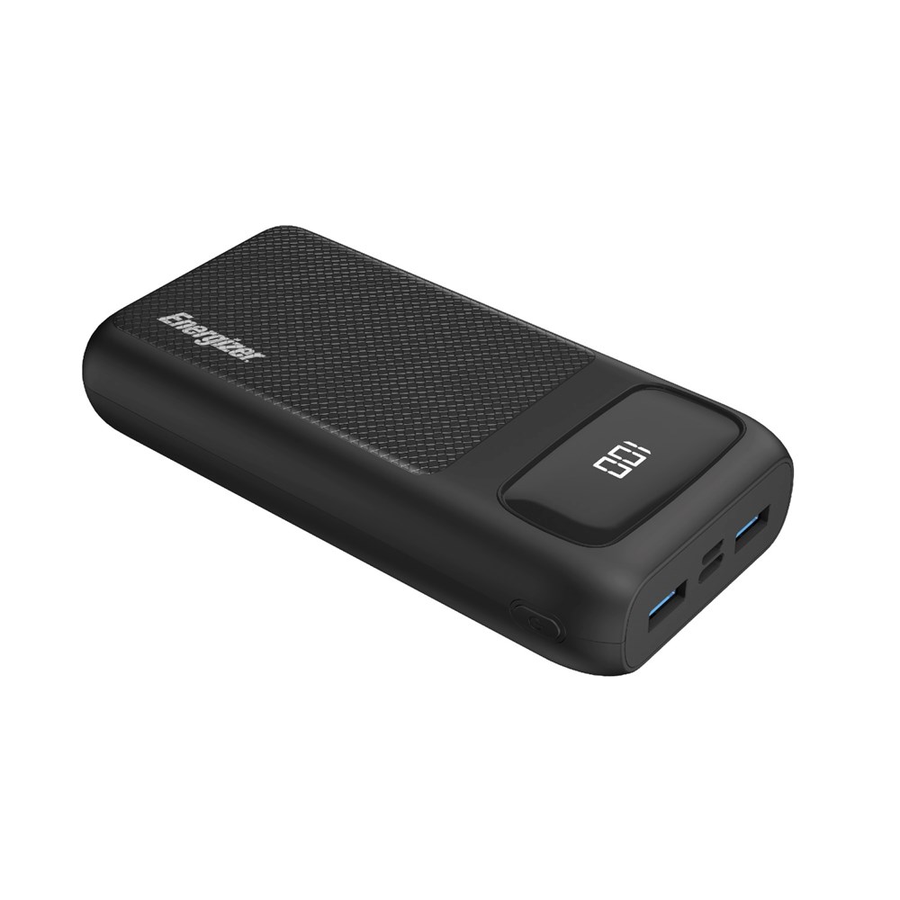 "Buy Online  Energizer 20000 mAh Power Bank with 20W Power Delivery for iPhone and 18W Smart Fast Charge for Android | Triple Outputs | With LCD Indicator | Black Mobile Accessories"