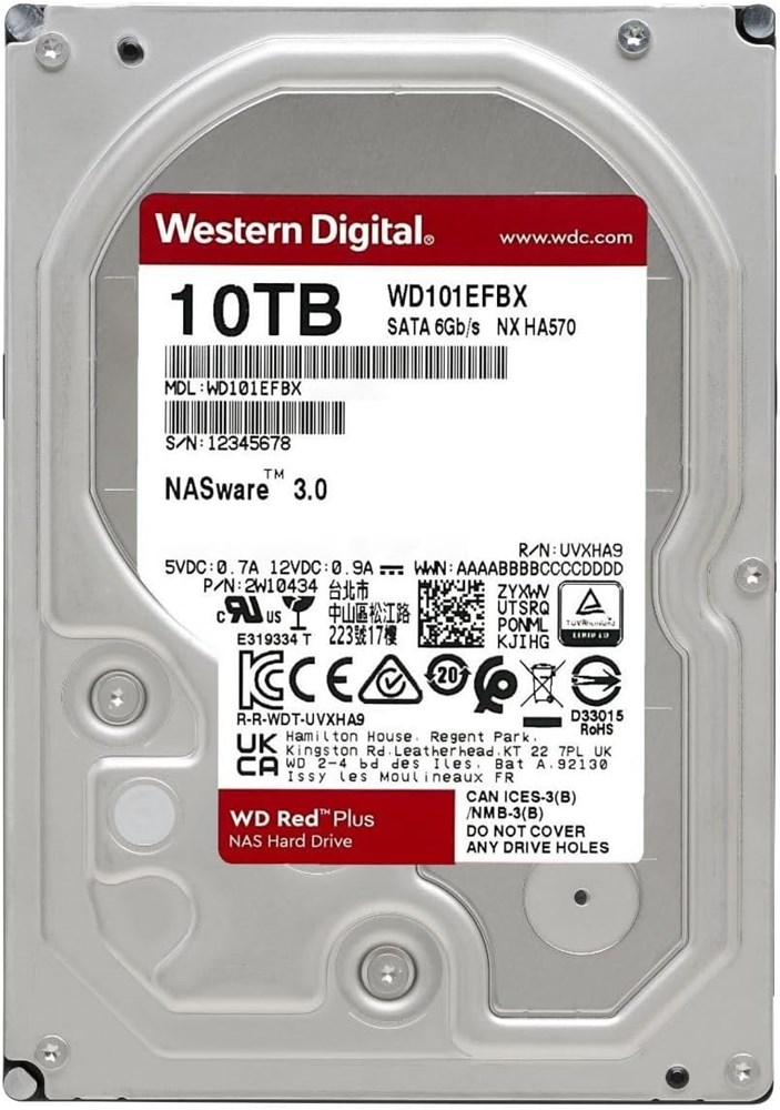 "Buy Online  Western Digital 10TB WD Red Plus NAS Internal Hard Drive HDD - 7200 RPM| SATA 6 Gb/s| CMR| 256 MB Cache| 3.5Inches - WD101EFBX Peripherals"