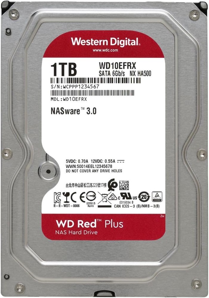 "Buy Online  Western Digital 1TB WD Red Plus NAS Internal Hard Drive HDD - 5400 RPM| SATA 6 Gb/s| CMR| 64 MB Cache| 3.5Inches - WD10EFRX Peripherals"