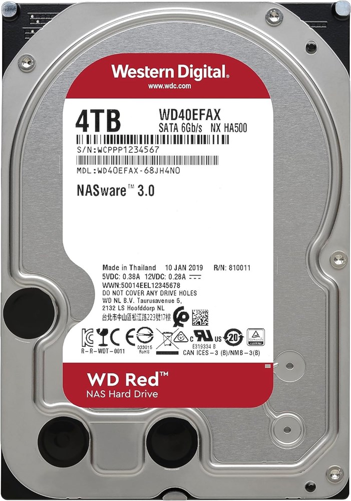 "Buy Online  Western Digital 4TB WD Red NAS Internal Hard Drive HDD - 5400 RPM| SATA 6 Gb/s| SMR| 256MB Cache| 3.5Inches - WD40EFAX Peripherals"