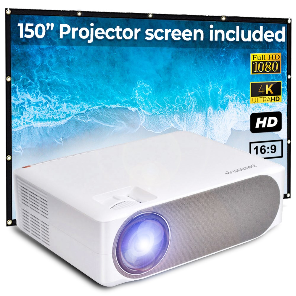 "Buy Online  Wownect 1080P Projector [6800 Lumens] with 150 Inch Screen Television and Video"