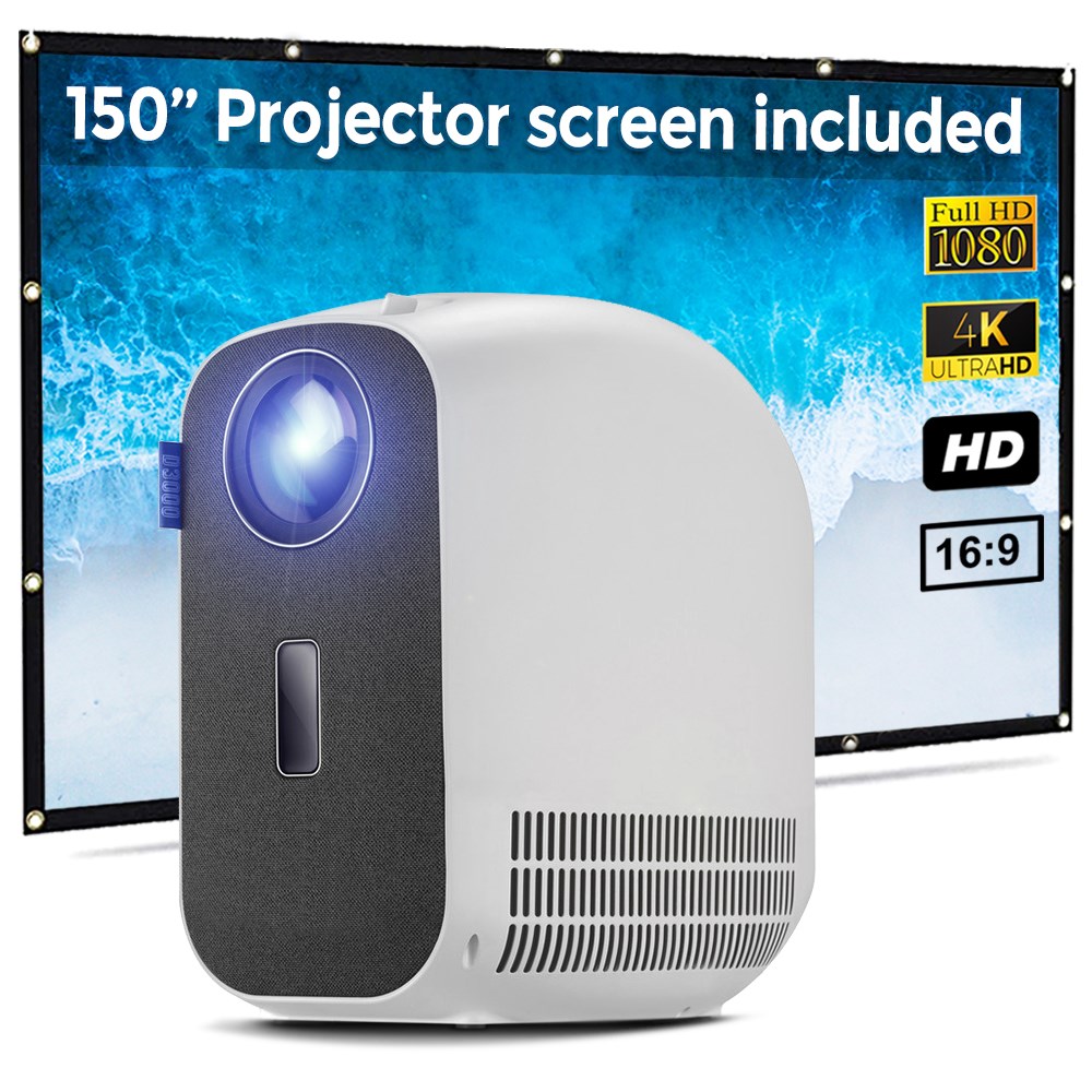 "Buy Online  Wownect Full HD Video Projector [8000 Lumens] with 150 Inch Screen Television and Video"