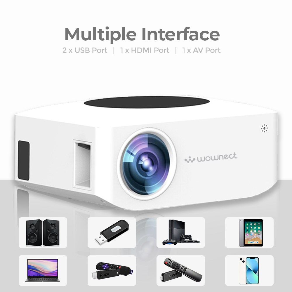 "Buy Online  Wownect Mini Y2 WiFi Projector [80 ANSI Lumens| 36-200 inch] Television and Video"
