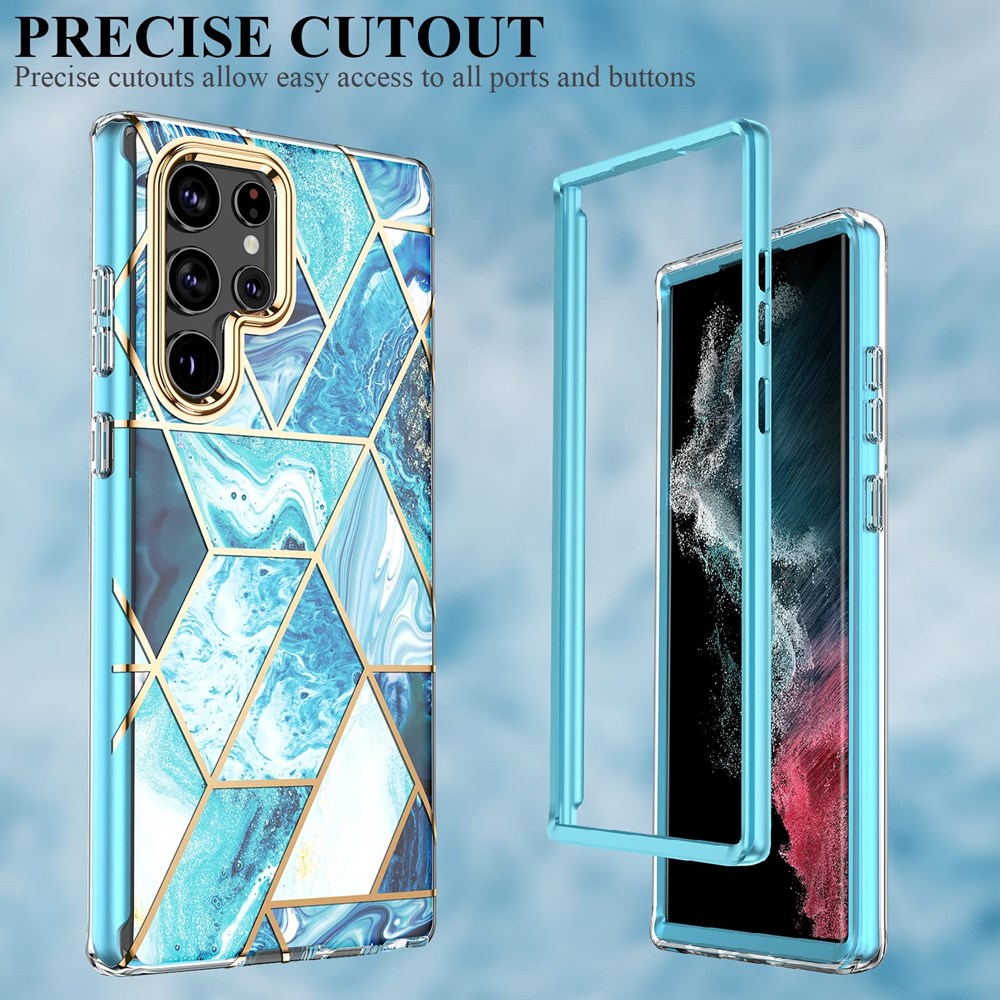 "Buy Online  O Ozone Case for Samsung Galaxy S23 Ultra Case| Full-Body Smooth Gloss Finish Marble Shockproof Bumper Stylish Cover for Women-Blue Mobile Accessories"