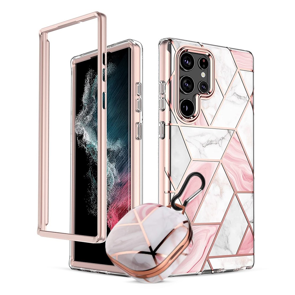"Buy Online  O Ozone Marble Bundle for Samsung Galaxy S23 5G Ultra Case + Galaxy Buds Case| Full-Body Smooth Gloss Finish Marble Shockproof Bumper Stylish Cover for Women-Pink Mobile Accessories"