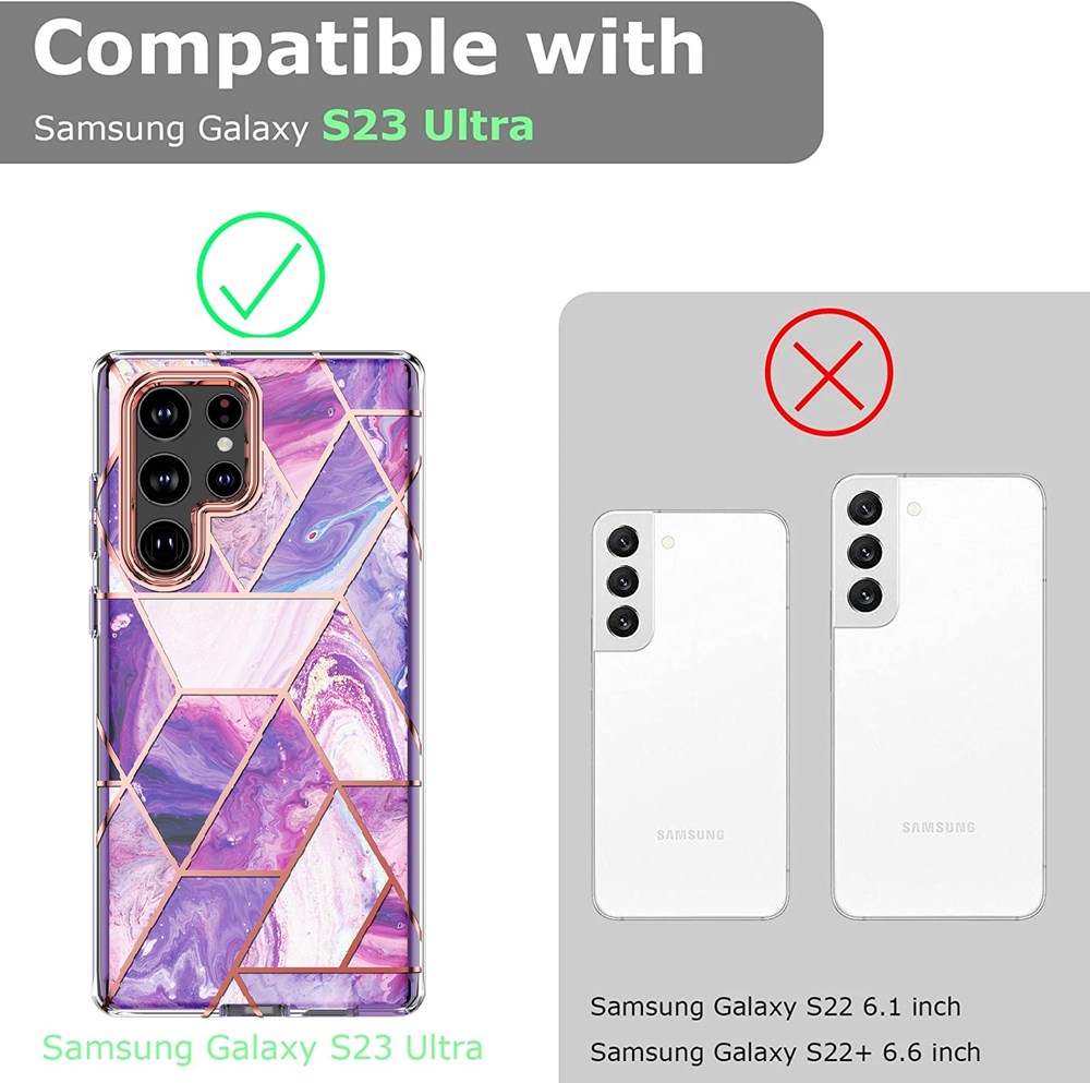 "Buy Online  O Ozone Case for Samsung Galaxy S23 Ultra Case| Full-Body Smooth Gloss Finish Marble Shockproof Bumper Stylish Cover for Women-Purple Mobile Accessories"