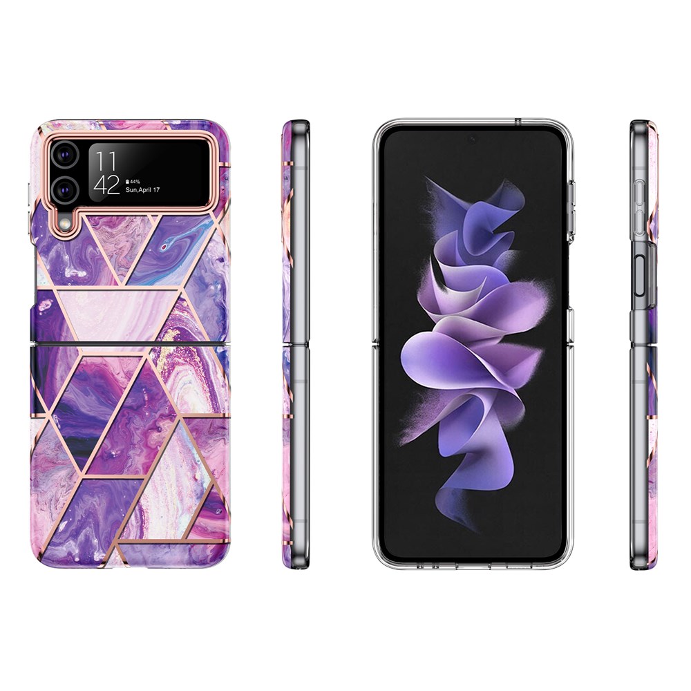 "Buy Online  O Ozone Case for Samsung Galaxy Z Flip 3 + Galaxy Buds Case| Full-Body Smooth Gloss Finish Marble Shockproof Bumper Stylish Cover-Purple Bluetooth Headsets & Earbuds"