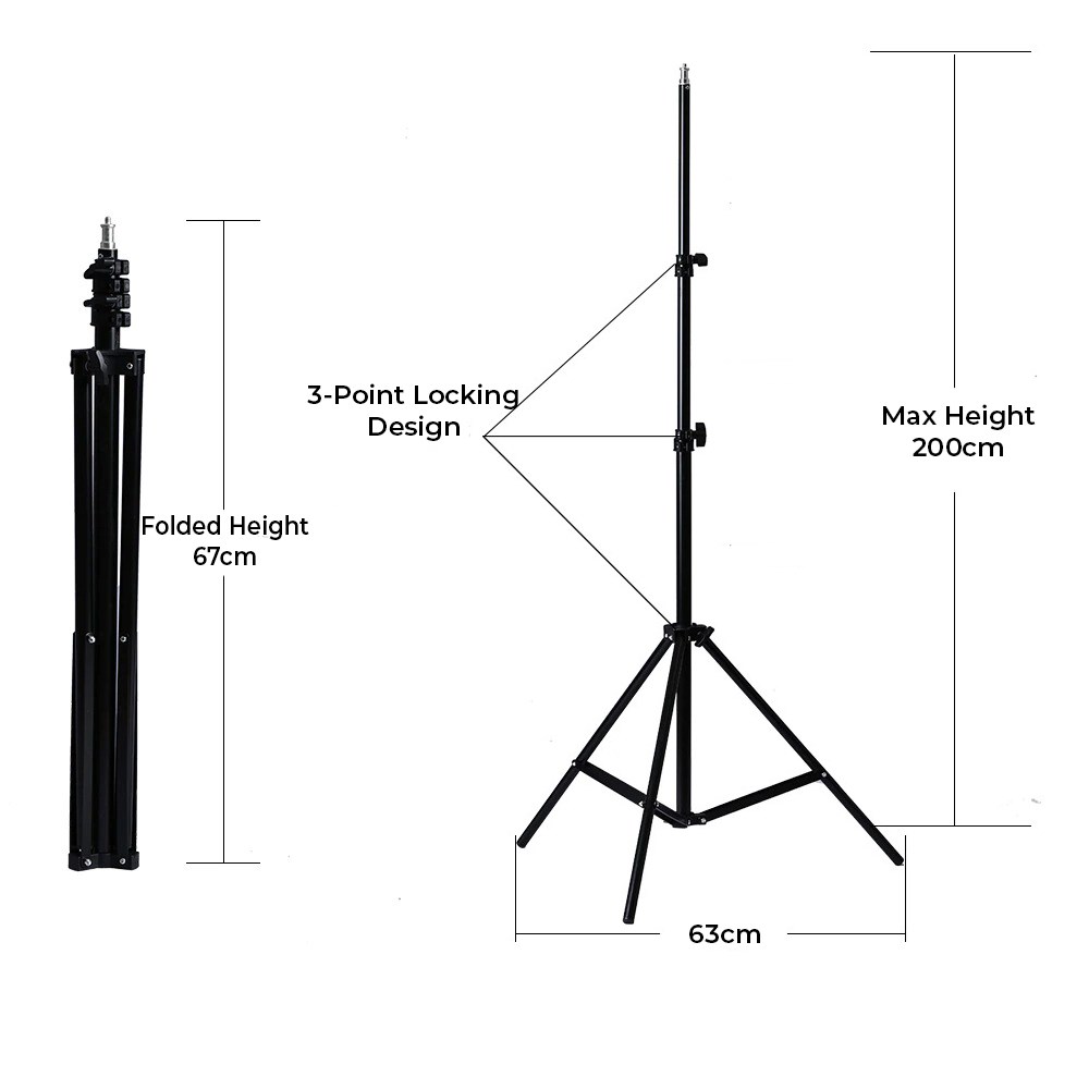 "Buy Online  O Ozone Professional Photo Photography Studio 200cm Height Studio Light Stand Tripod for Reflectors| Softboxes| Lights| Umbrellas| Backgrounds|4Inch Thread Mount Camera Accessories"