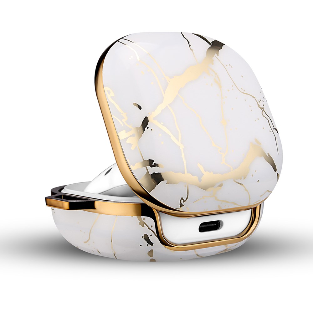 "Buy Online  O Ozone Case for Samsung Galaxy Buds 2 Pro (2022) | Galaxy Buds 2 (2021) | Galaxy Buds Pro (2021) | Galaxy Buds Live (2020) Designer Stylish Premium Cover -White| Gold Bluetooth Headsets & Earbuds"