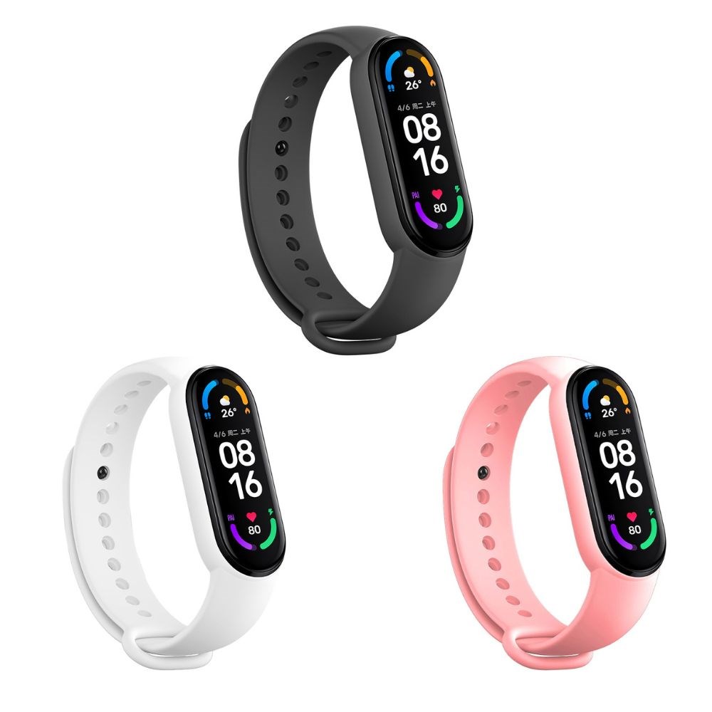 "Buy Online  O Ozone [Pack Of 3] Silicone Strap Compatible with Xiaomi Mi Band 6 | Xiaomi Mi Band 5| Soft Silicone Sport Replacement Wristband Accessories for Women Men (White|Pink|Grey) Watches"