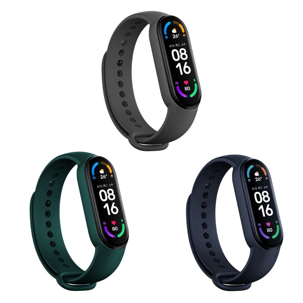 "Buy Online  O Ozone [Pack Of 3] Silicone Strap Compatible with Xiaomi Mi Band 6 | Xiaomi Mi Band 5| Soft Silicone Sport Replacement Wristband Accessories for Women Men (Blue|Grey|Green) Watches"