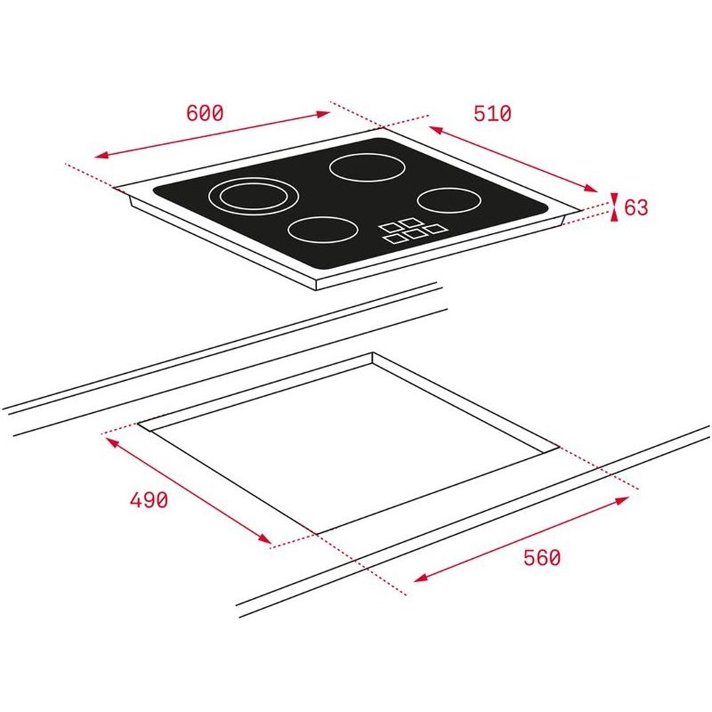"Buy Online  TEKA TR 6415 60cm Vitroceramic Hob with 4 zones and Touch Control Built In"