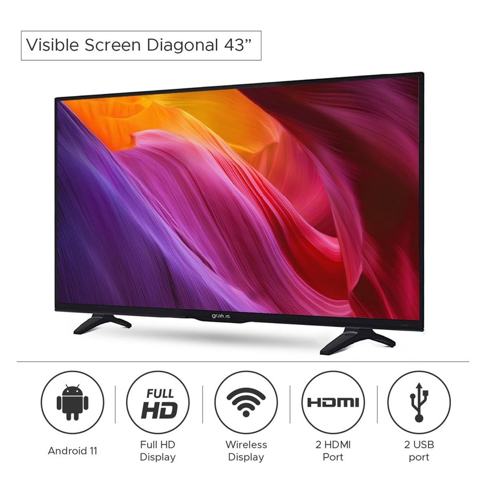 "Buy Online  GRATUS 43 INCH SMART LED HD TV-GASLED431ACDHD-GASLED432ACHD Home Appliances"