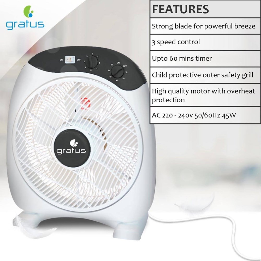 "Buy Online  GRATUS 12 INCH ELECTRIC BOX FAN Home Appliances"