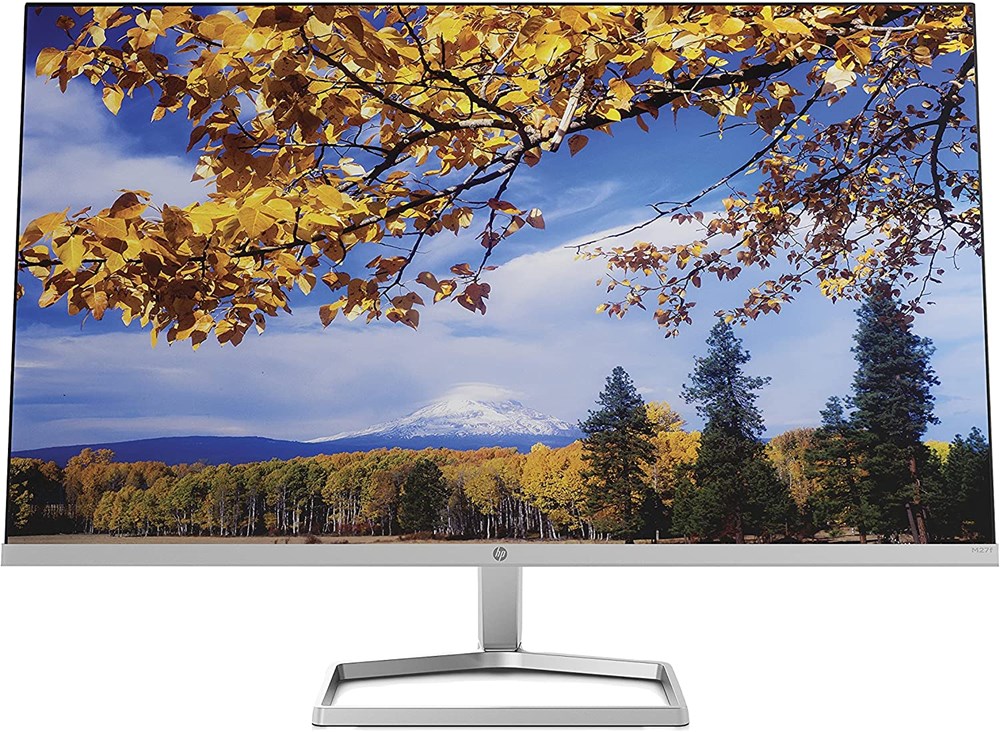 "Buy Online  HP M27f Full HD 27 inches IPS LCD Monitor with AMD FreeSync 2021 Model - Silver Black Display"