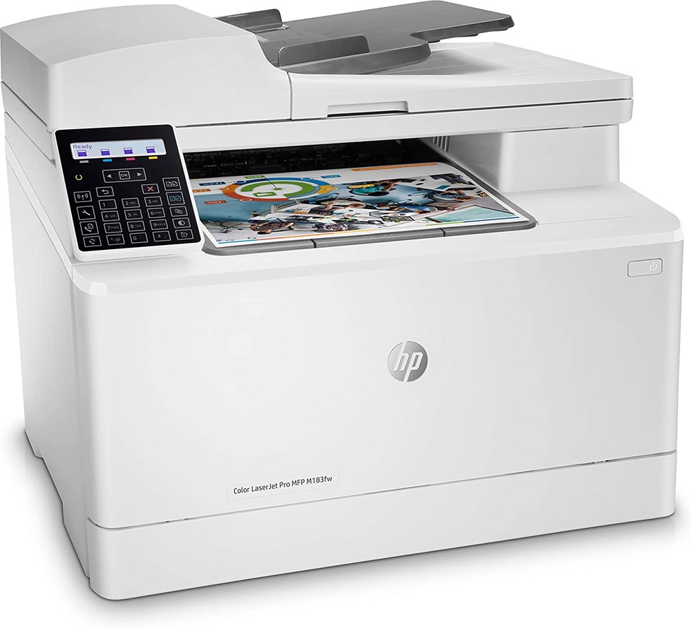 "Buy Online  HP Color LaserJet Pro MFP M183fw colour laser printer Scanner copier Fax LAN WiFi Printers"