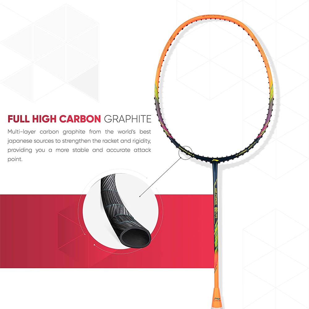 "Buy Online  Li-Ning Air Force 77 G2 Carbon Fibre Badminton Racket with Free Full Cover Sporting Goods"