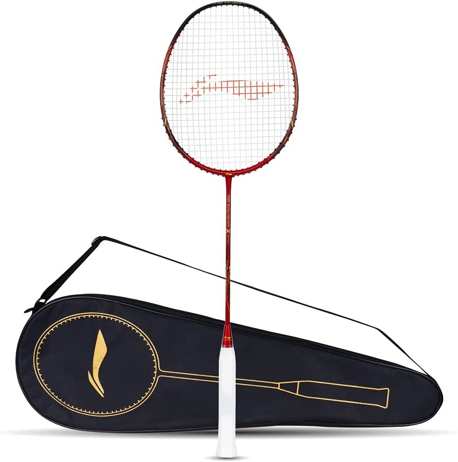 "Buy Online  Li-Ning 3D Calibar X Boost Carbon Graphite Strung Racquet I 83 Grams I 30 Lbs String Tension and Free Full Cover Sporting Goods"