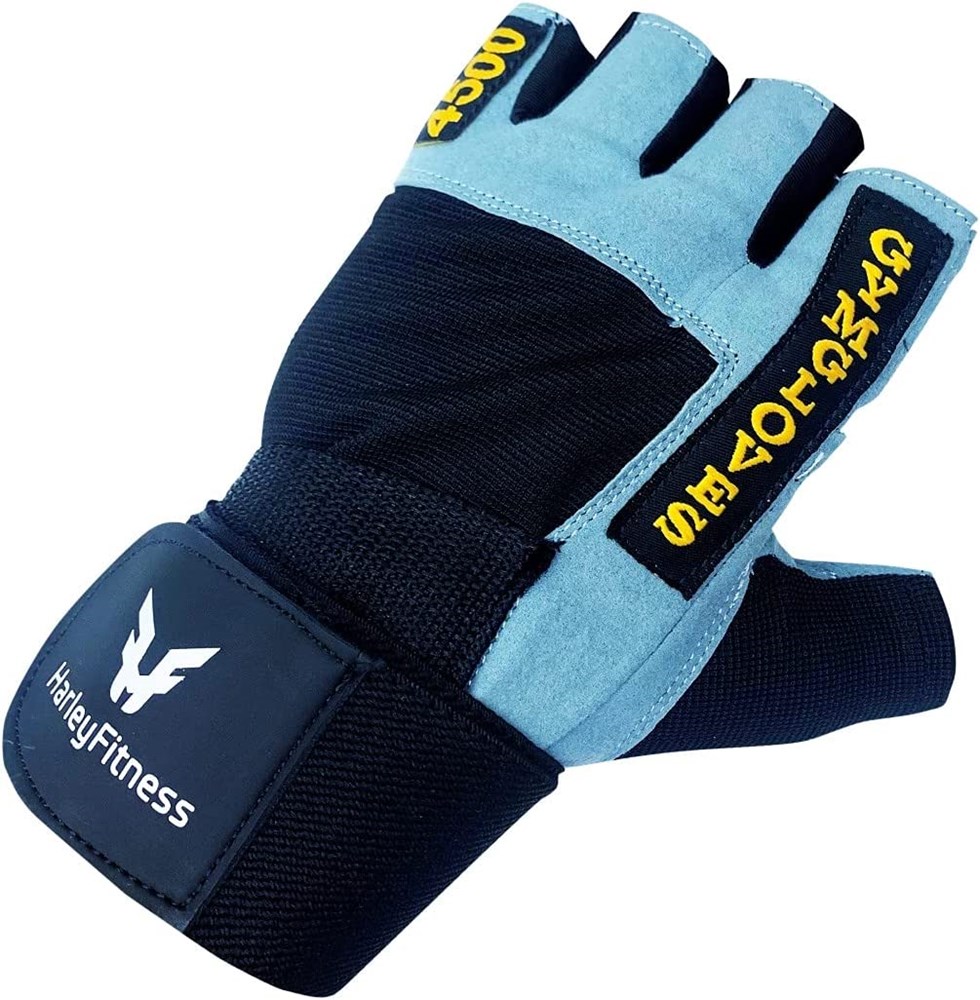 "Buy Online  HARLEY FITNESS GENUINE LEATHER GYM GLOVES LIGHT BLUE MODEL - 4500 (S) Exercise and Fitness Apparel"