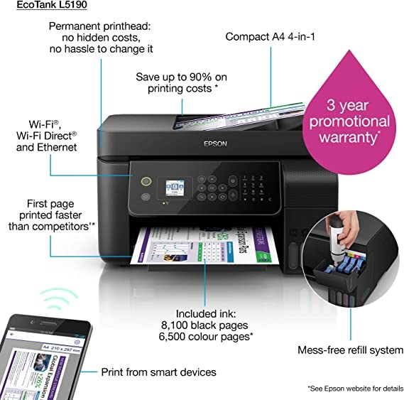 "Buy Online  Epson Eco Tank L5190 Tank Printer MKTP Printers"