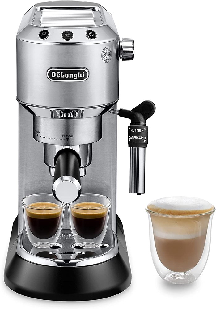 "Buy Online  De’Longhi Dedica Style Pump Espresso Machine, Silver –  UAE Version 4 Home Appliances"