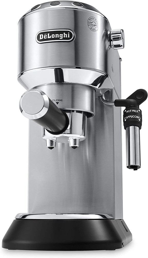 "Buy Online  De’Longhi Dedica Style Pump Espresso Machine, Silver –  UAE Version 4 Home Appliances"
