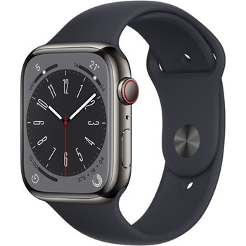 Apple Watch Series 8 GPS + Cellular 45mm Graphite Stainless Steel Case with Midnight Sport Band – Regular