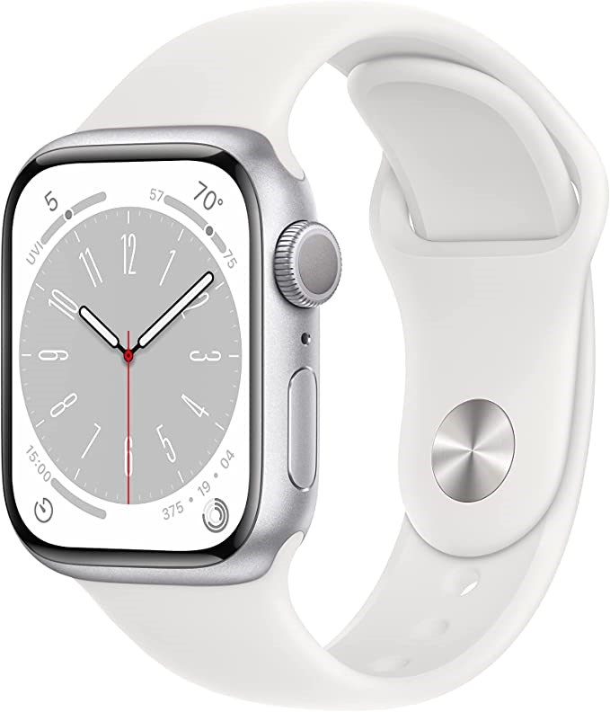 "Buy Online  Apple Watch Series 8 GPS + Cellular 41mm Silver Aluminium Case with White Sport Band - Regular MP4A3AE/A Watches"