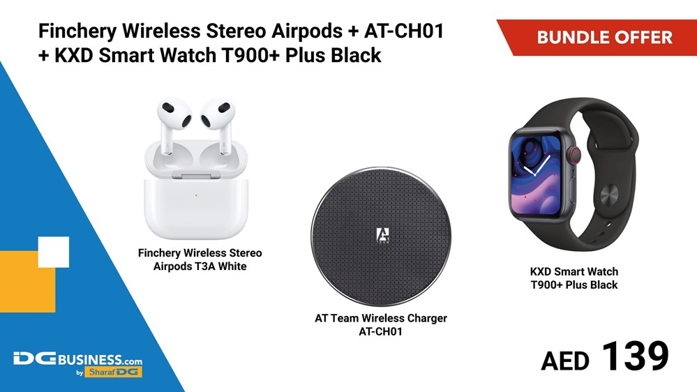 "Buy Online  Finchery Wireless Stereo Airpods + AT-CH01 + KXD Smart Watch T900 + Plus Black Bluetooth Headsets & Earbuds"