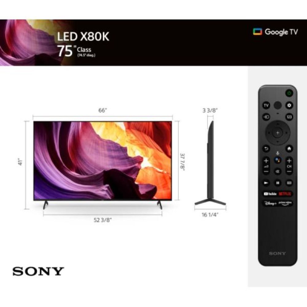 "Buy Online  Sony KD75X80K 4K HDR Google TV 75inch Television and Video"