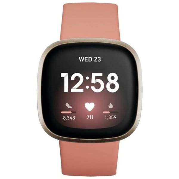 "Buy Online  Fitbit FB511GLPK Versa 3, Pink Clay/Soft Gold Aluminum Watches"