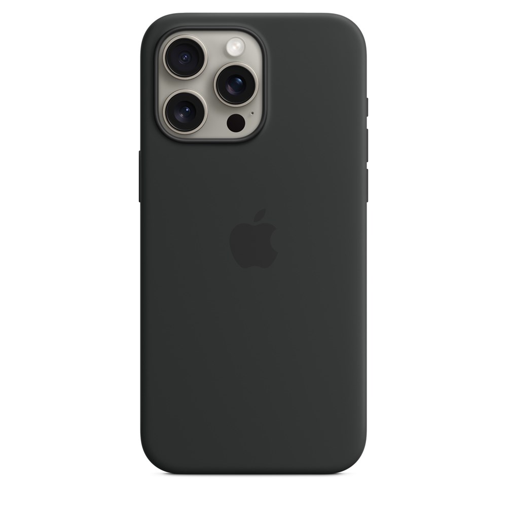 "Buy Online  Apple iPhone 15 Pro Max Silicone Case with MagSafe - Black Mobile Accessories"