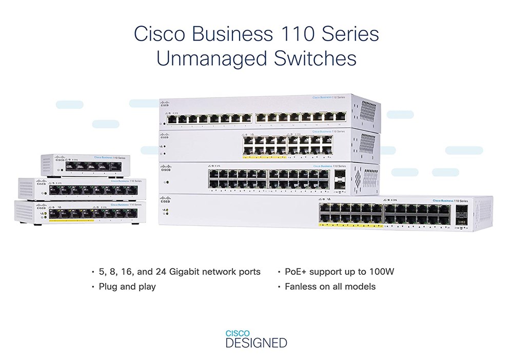 "Buy Online  Cisco CBS110 Unmanaged 8-port GEI DesktopI Ext PS Networking"