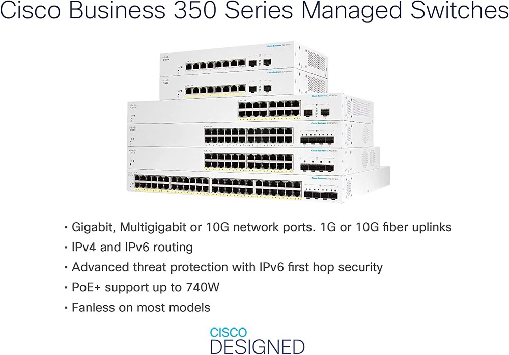 "Buy Online  Cisco CBS350 Managed 8-port 5GEI 40-port GEI PoEI 4x10G SFP+ Networking"