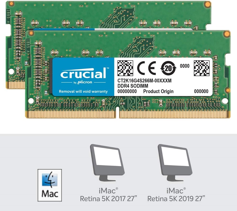 "Buy Online  Crucial 32GB Kit (2xCrucial 16GB) DDR4-2666 SODIMM for Mac CL19 (8Gbit) Peripherals"