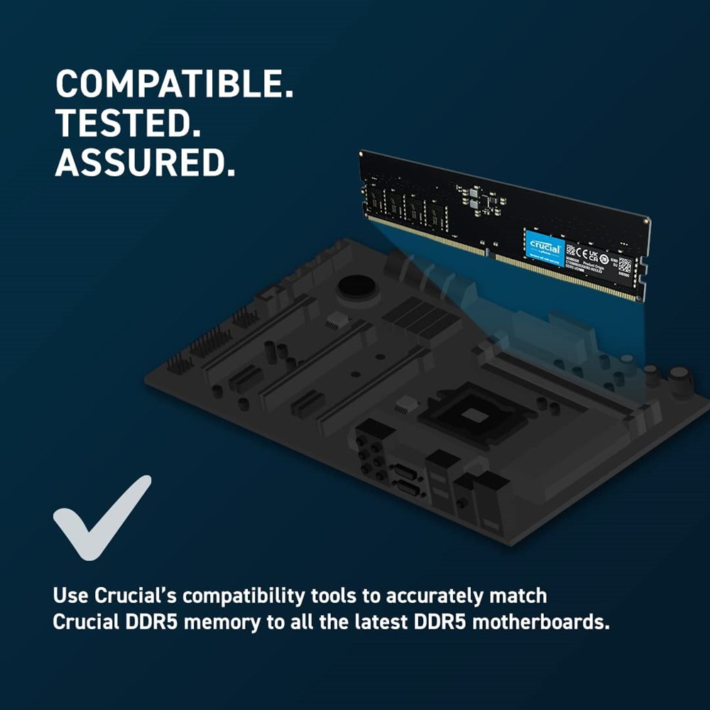 "Buy Online  Crucial 8GB DDR5-4800 UDIMM CL40 (8Gbit)-CT8G48C40S8U5 Peripherals"